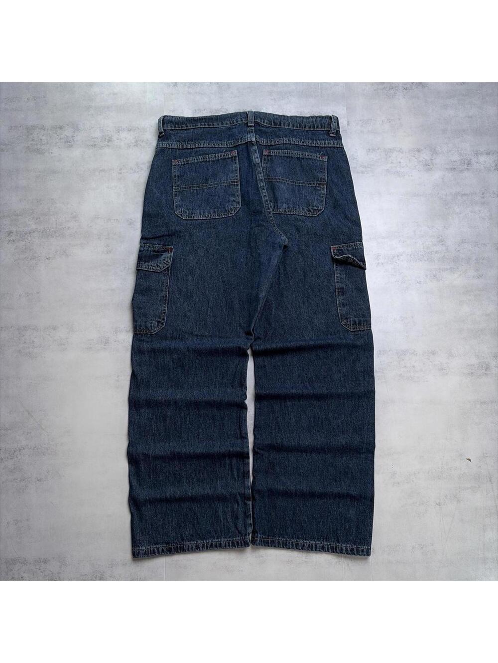 Y2K Dark Wash Wrangler Grunge Baggy Skater Cargo Denim Jeans